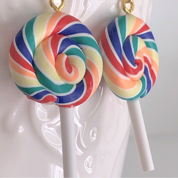 New Lollipop Sucker Candy Dangle Earrings Polymer Clay Party Carnival  Fun Gifts - Picture 6 of 6